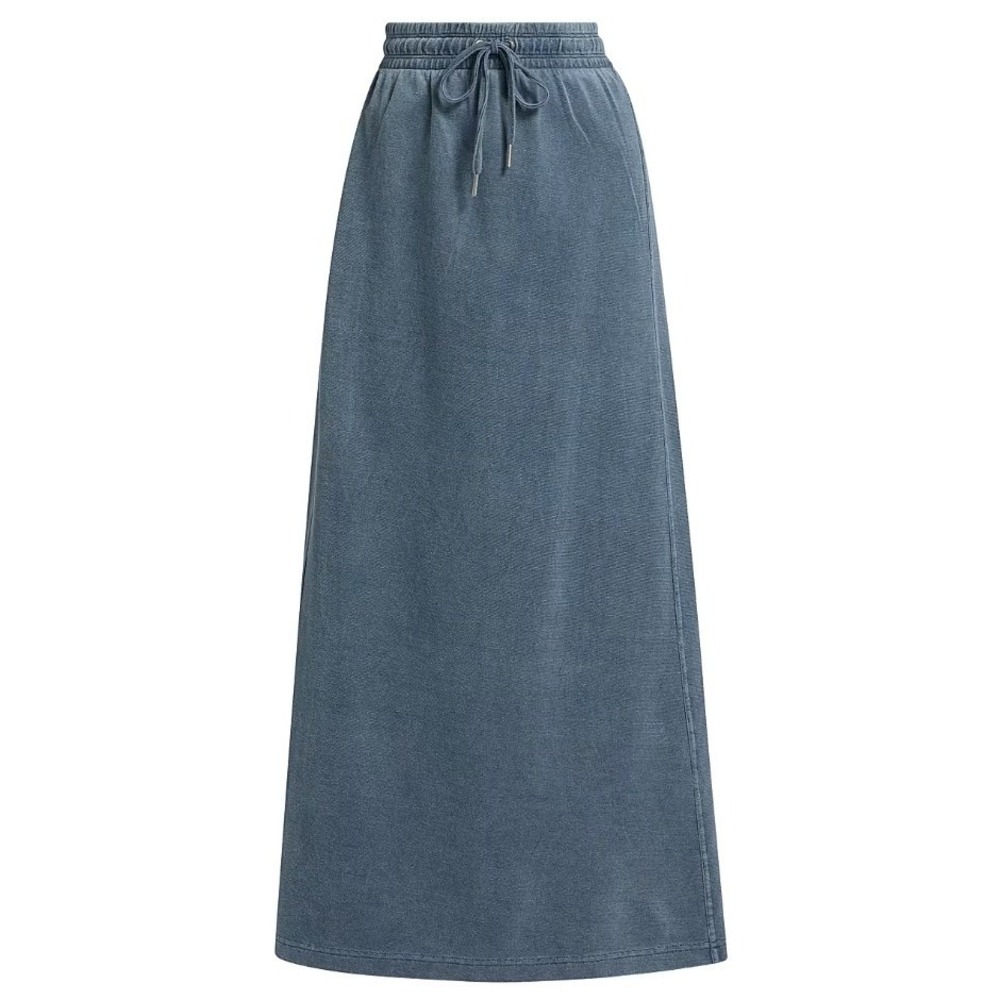 Stellae Dux Women's Small Blue Acid Wash Maxi Skirt Drawstring Waist  39" Length